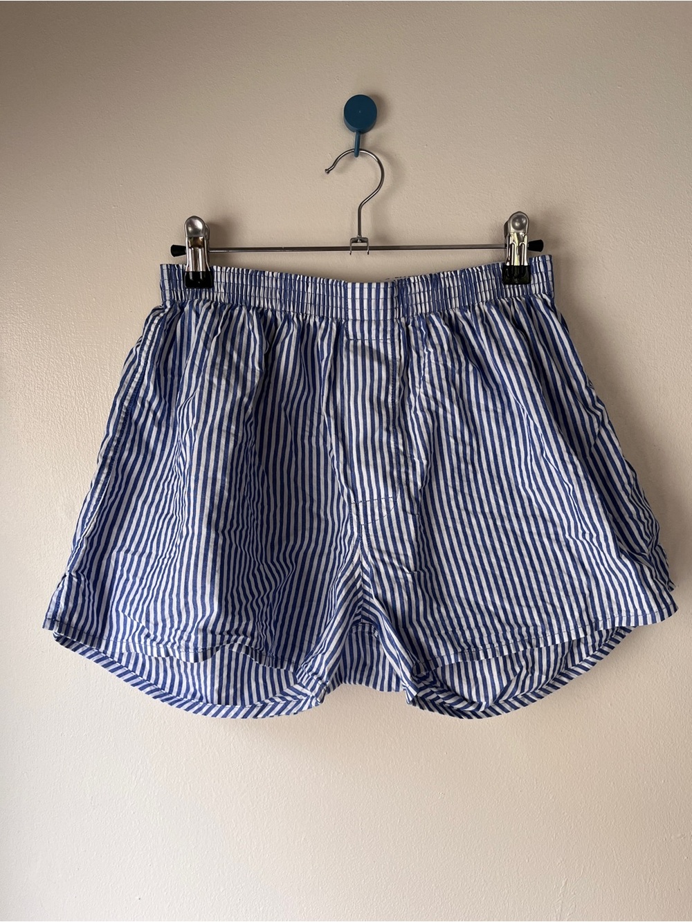 Blue and White Striped Boxers
